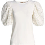 Camiseta con Manga de Encaje - ECRU
