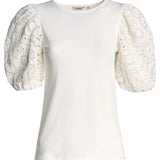 Camiseta con Manga de Encaje - ECRU