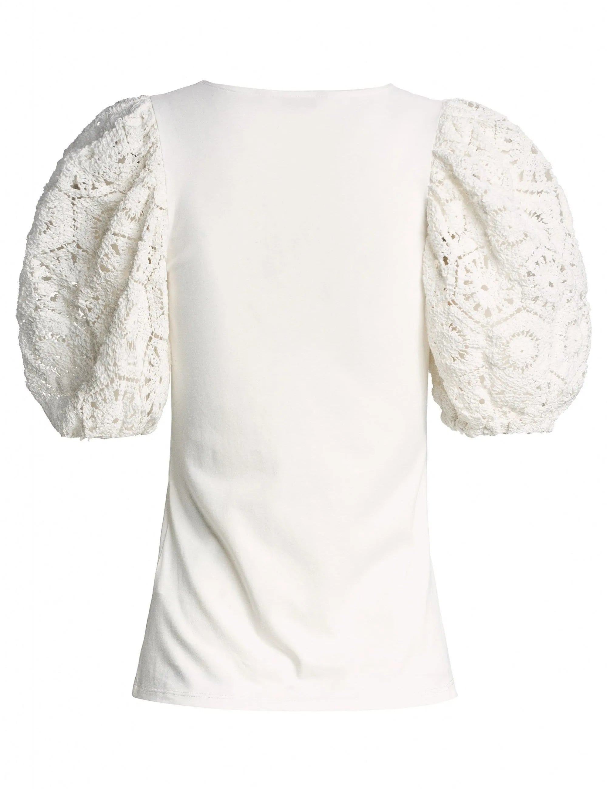 Camiseta con Manga de Encaje - ECRU