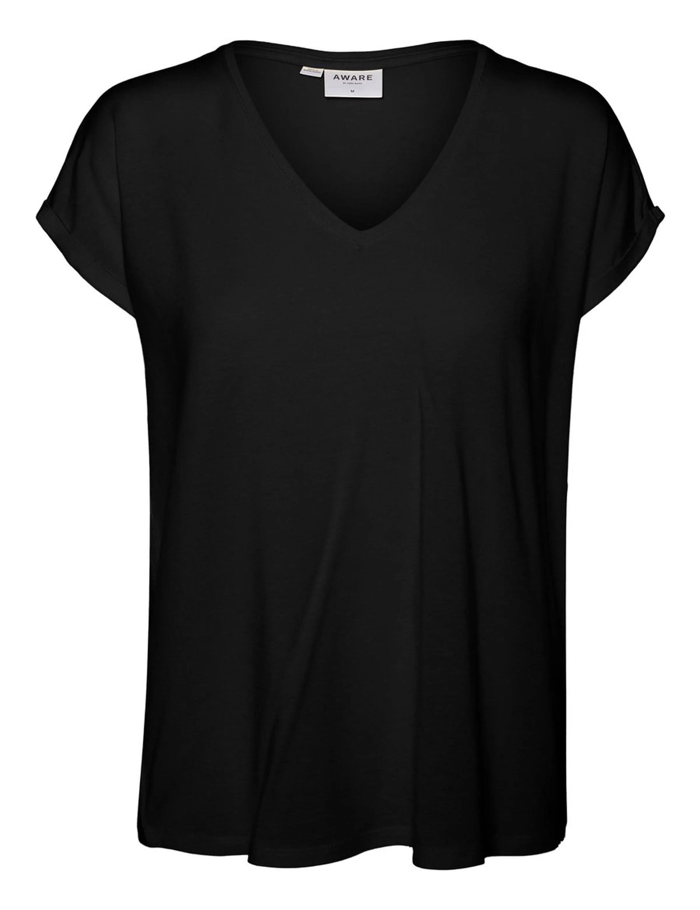 Camiseta Cuello Pico AWARE Black - ECRU