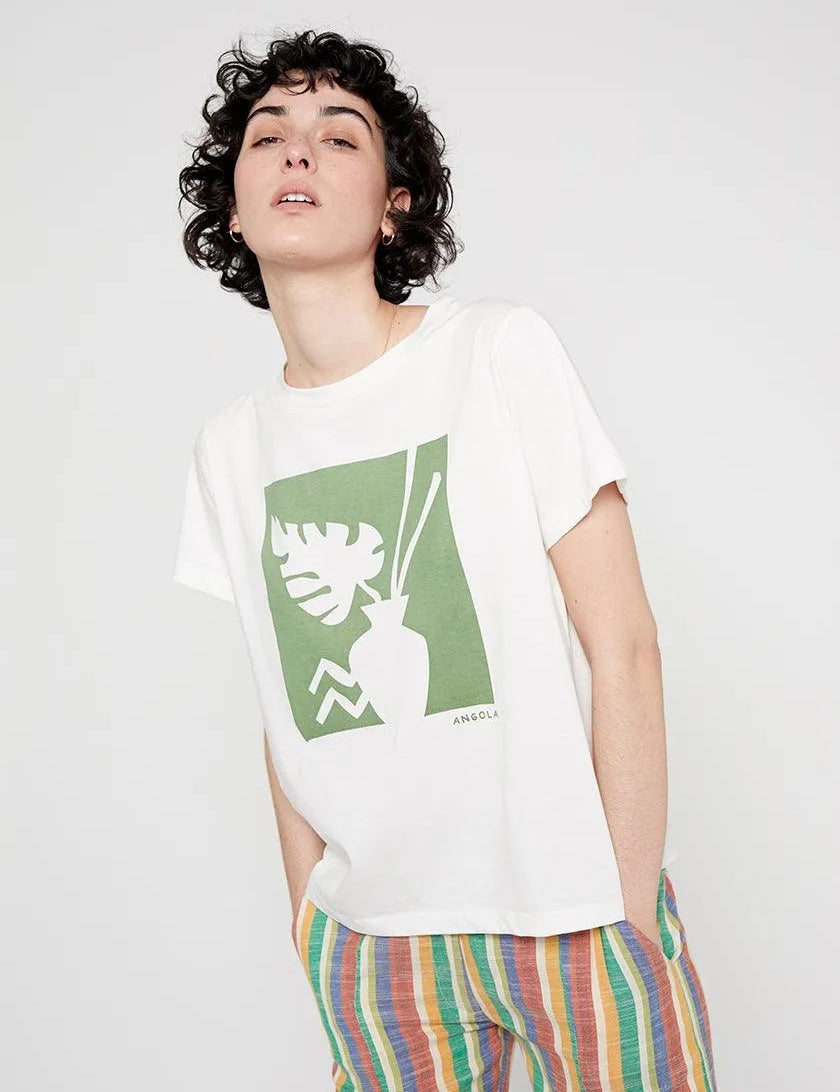 Camiseta de algodón con gráfica inspiración africana verde - ECRU