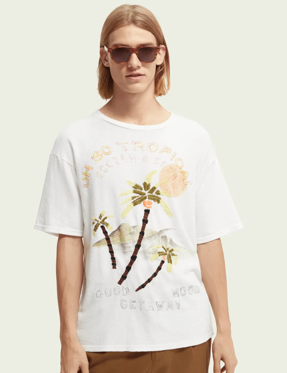 Camiseta de corte relajado en algodón orgánico con motivo gráfico - ECRU