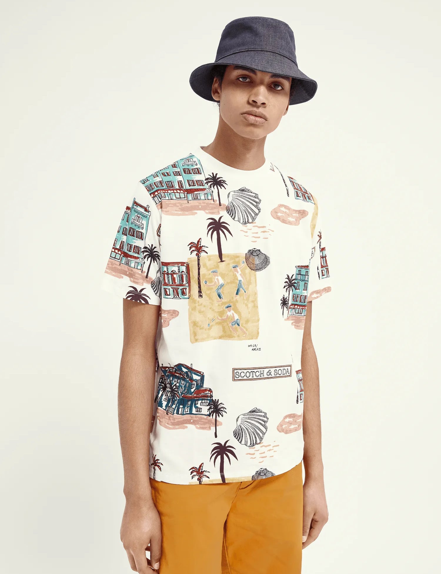 Camiseta de cuello redondo estampada - ECRU