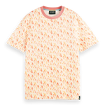 Camiseta de cuello redondo estampada en algodón orgánico - ECRU