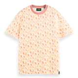 Camiseta de cuello redondo estampada en algodón orgánico - ECRU