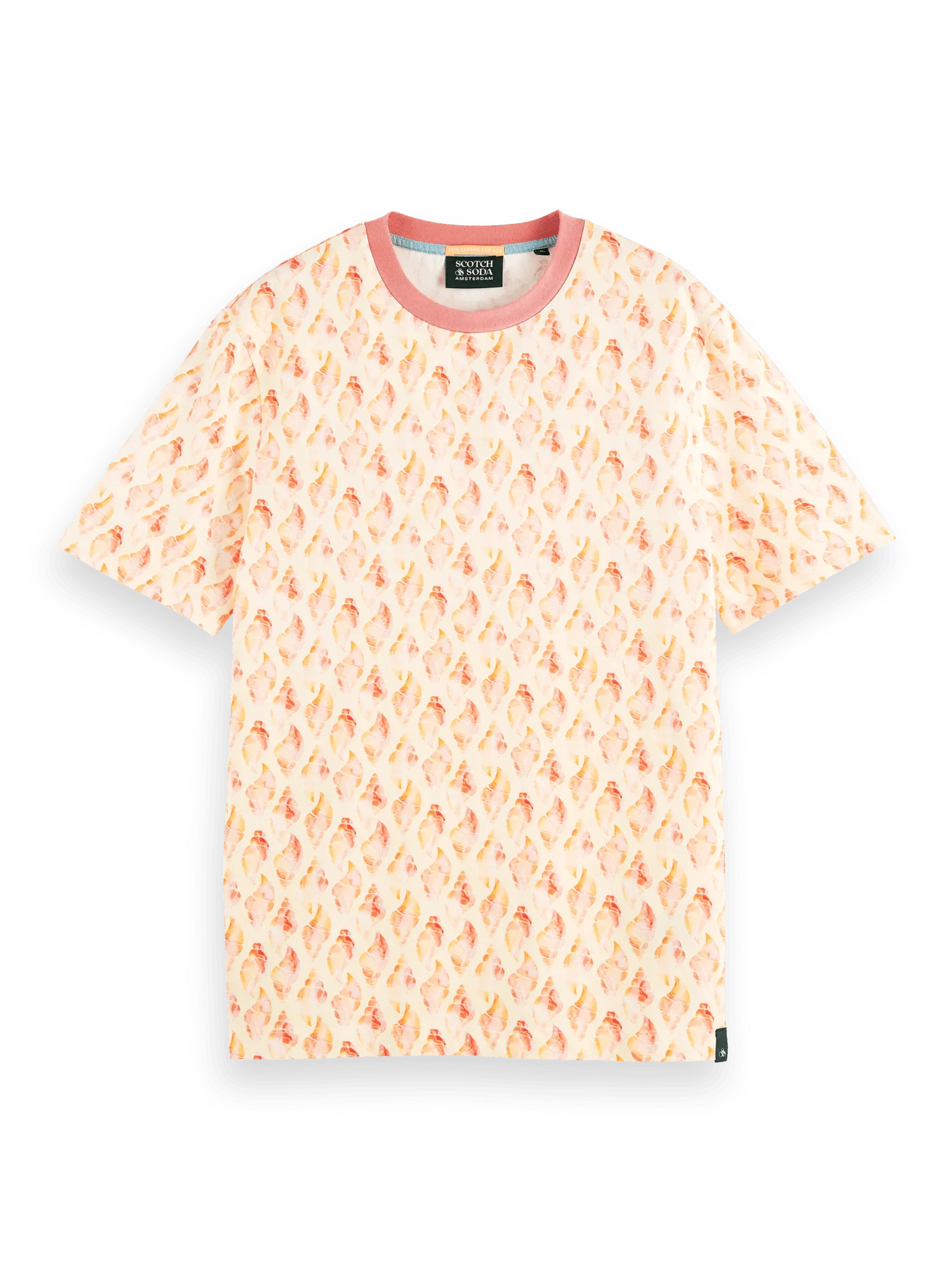 Camiseta de cuello redondo estampada en algodón orgánico - ECRU