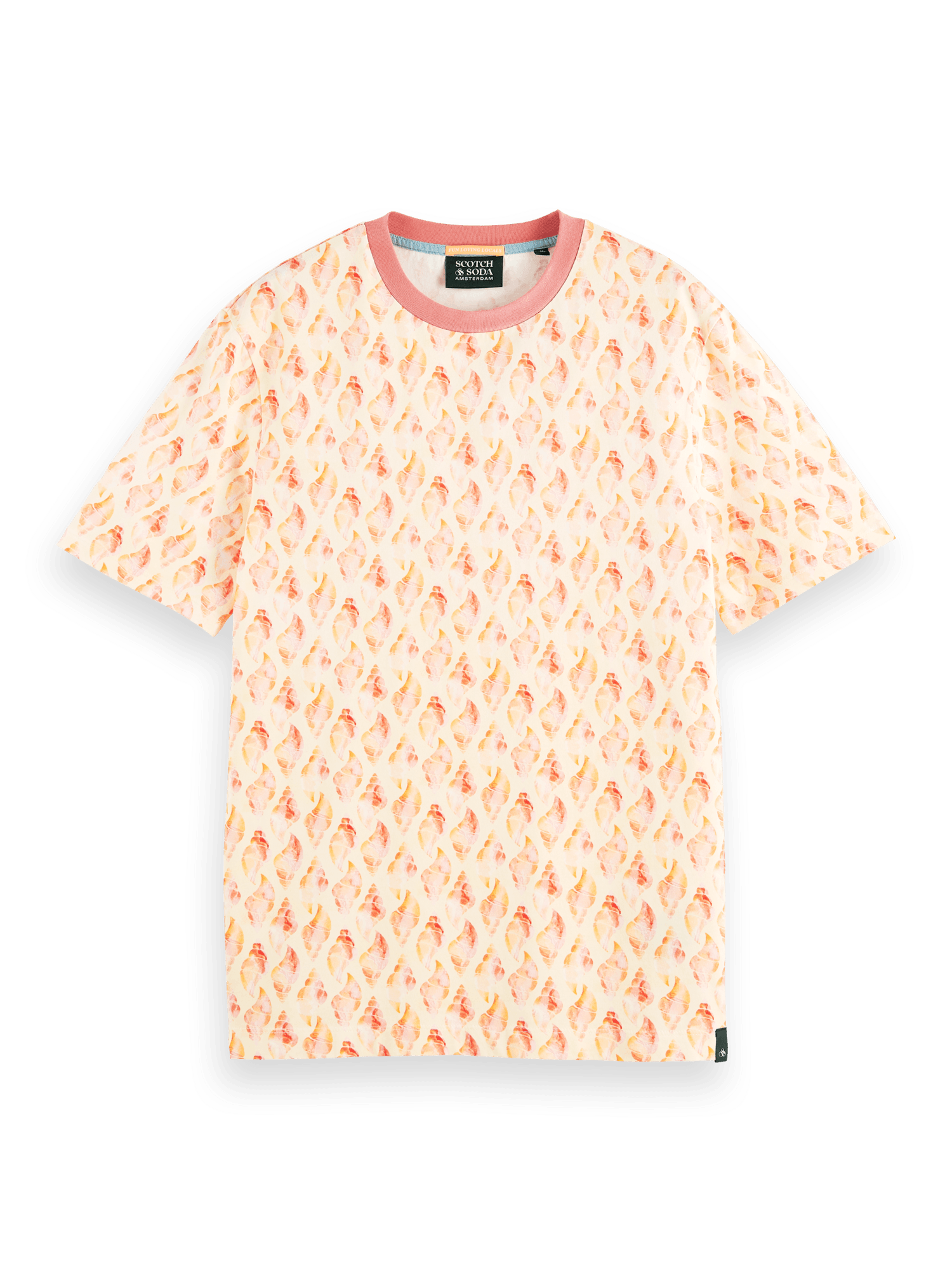 Camiseta de cuello redondo estampada en algodón orgánico - ECRU