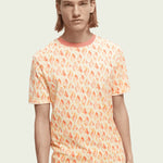 Camiseta de cuello redondo estampada en algodón orgánico - ECRU