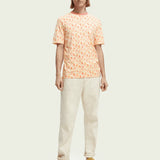 Camiseta de cuello redondo estampada en algodón orgánico - ECRU