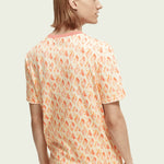 Camiseta de cuello redondo estampada en algodón orgánico - ECRU