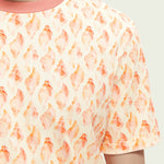 Camiseta de cuello redondo estampada en algodón orgánico - ECRU