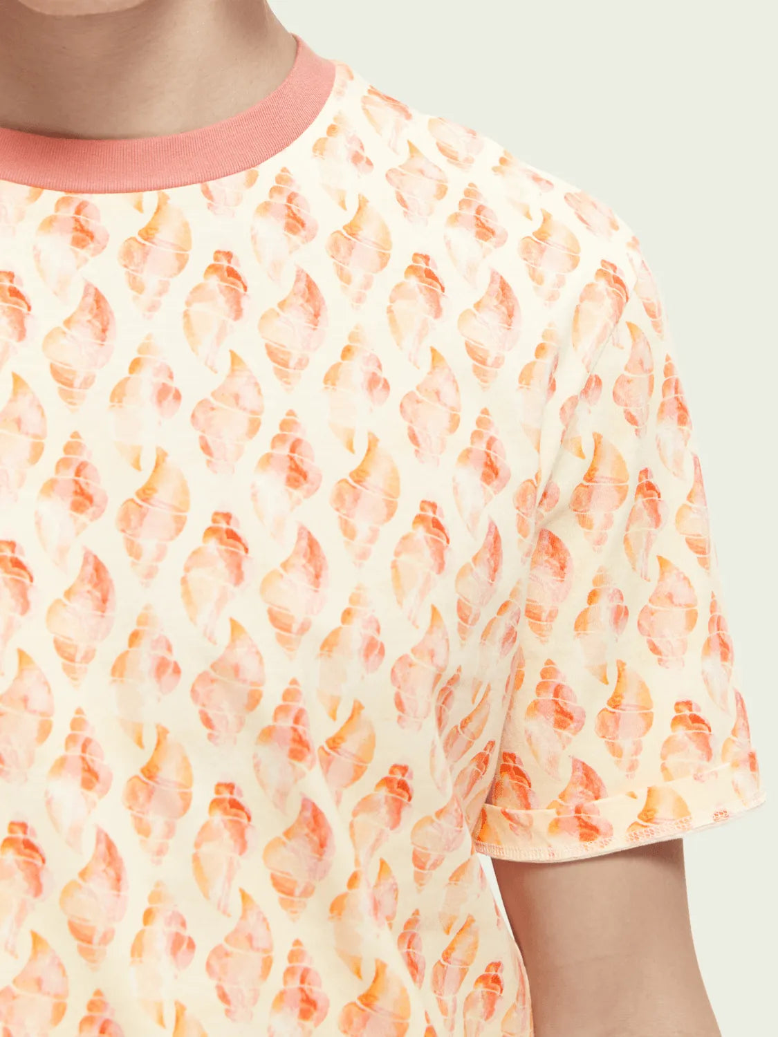 Camiseta de cuello redondo estampada en algodón orgánico - ECRU