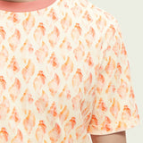 Camiseta de cuello redondo estampada en algodón orgánico - ECRU