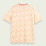 Camiseta de cuello redondo estampada en algodón orgánico - ECRU