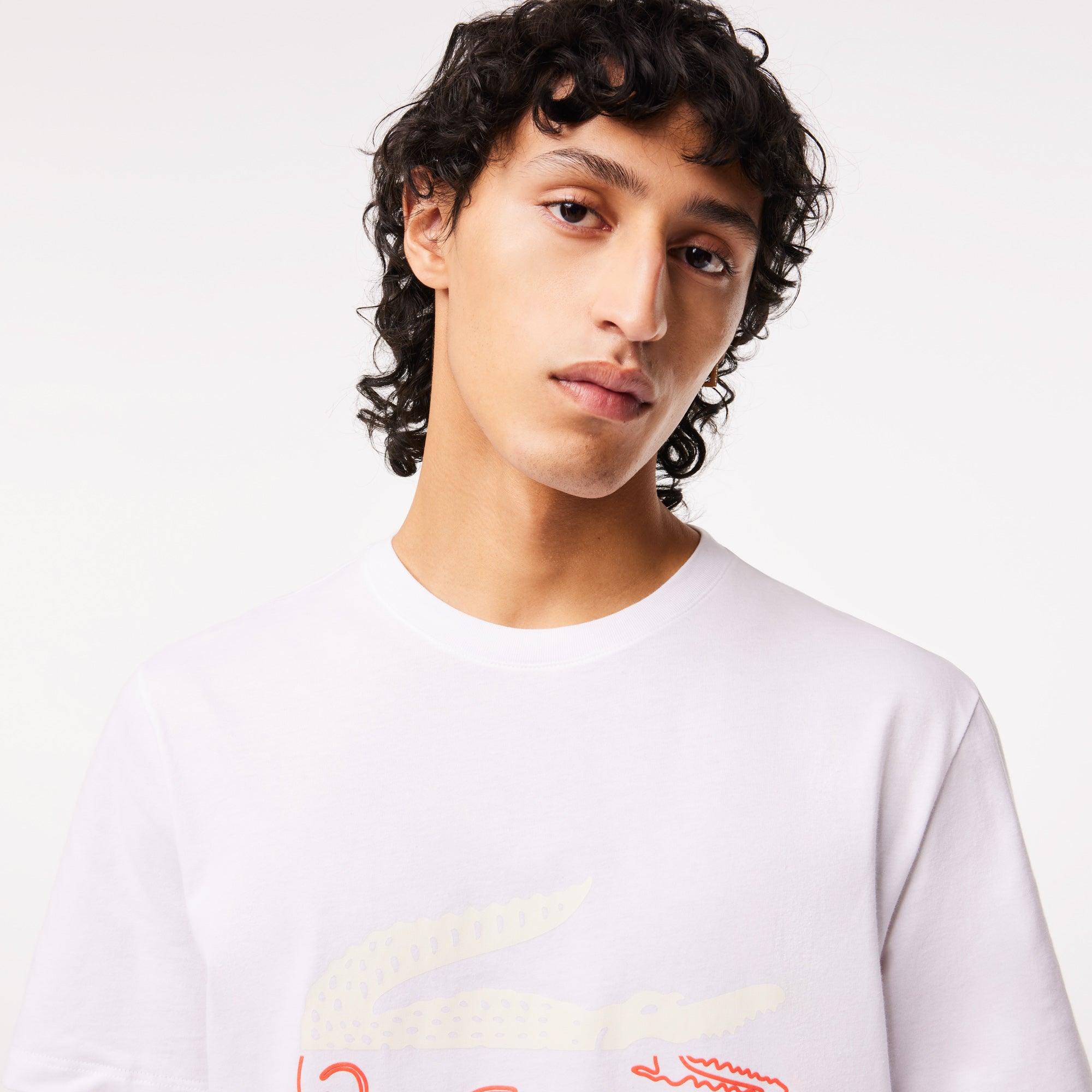 Camiseta de hombre Lacoste relaxed fit en punto de algodón - ECRU