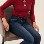 CAMISETA DE MANGA LARGA CON BOTONES EN EL ESCOTE - ECRU