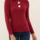 CAMISETA DE MANGA LARGA CON BOTONES EN EL ESCOTE - ECRU