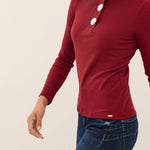 CAMISETA DE MANGA LARGA CON BOTONES EN EL ESCOTE - ECRU