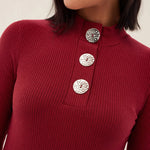 CAMISETA DE MANGA LARGA CON BOTONES EN EL ESCOTE - ECRU