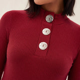 CAMISETA DE MANGA LARGA CON BOTONES EN EL ESCOTE - ECRU