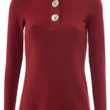 CAMISETA DE MANGA LARGA CON BOTONES EN EL ESCOTE - ECRU