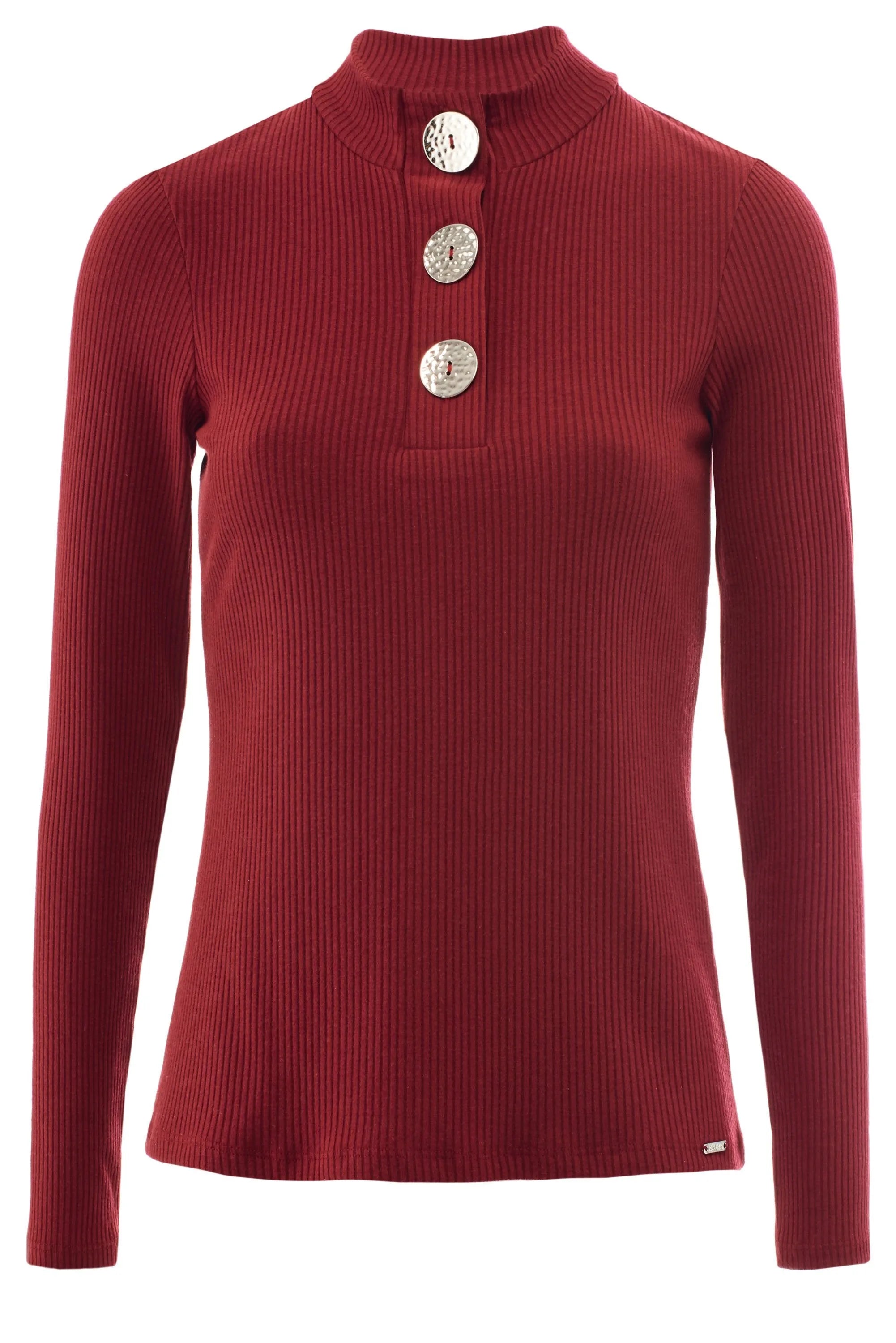 CAMISETA DE MANGA LARGA CON BOTONES EN EL ESCOTE - ECRU