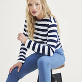 Camiseta de Mujer Dockers Regular Fit Cuello Barco Pismo Navy Blazer Stripe Azul - ECRU