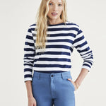 Camiseta de Mujer Dockers Regular Fit Cuello Barco Pismo Navy Blazer Stripe Azul - ECRU