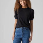Camiseta de Mujer Vero Moda Manga Corta Abullonada Kerry Black - ECRU