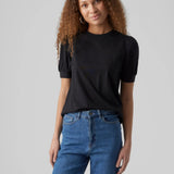Camiseta de Mujer Vero Moda Manga Corta Abullonada Kerry Black - ECRU