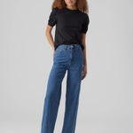 Camiseta de Mujer Vero Moda Manga Corta Abullonada Kerry Black - ECRU