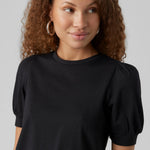 Camiseta de Mujer Vero Moda Manga Corta Abullonada Kerry Black - ECRU