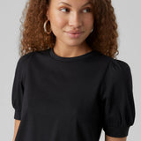 Camiseta de Mujer Vero Moda Manga Corta Abullonada Kerry Black - ECRU