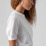 Camiseta de Mujer Vero Moda Manga Corta Abullonada Kerry Bright White - ECRU