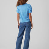 Camiseta de Mujer Vero Moda Manga Corta Abullonada Kerry Little Boy Blue - ECRU