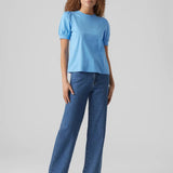 Camiseta de Mujer Vero Moda Manga Corta Abullonada Kerry Little Boy Blue - ECRU