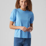 Camiseta de Mujer Vero Moda Manga Corta Abullonada Kerry Little Boy Blue - ECRU