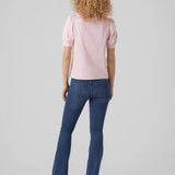 Camiseta de Mujer Vero Moda Manga Corta Abullonada Kerry Parfait Pink - ECRU
