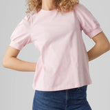Camiseta de Mujer Vero Moda Manga Corta Abullonada Kerry Parfait Pink - ECRU