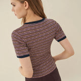 Camiseta de punto a rayas - ECRU