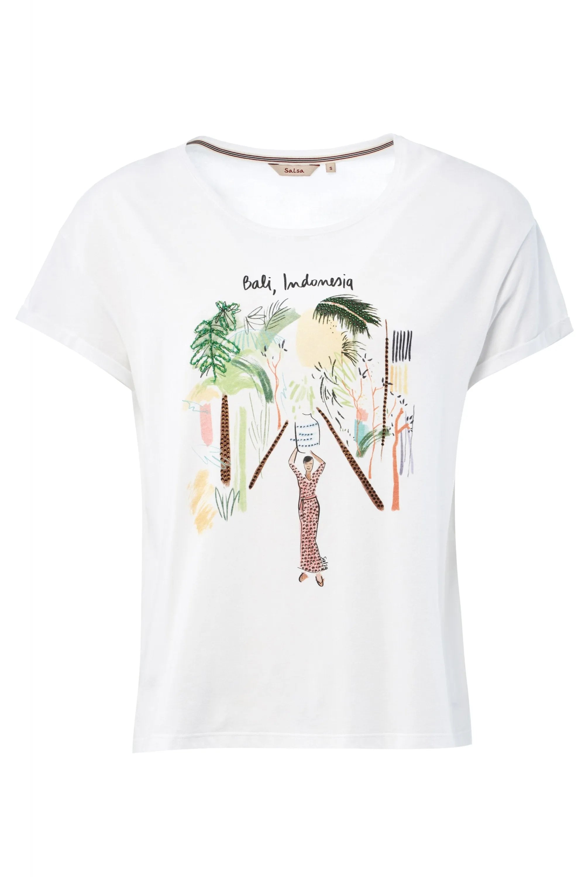 Camiseta Dibujo Bali - ECRU