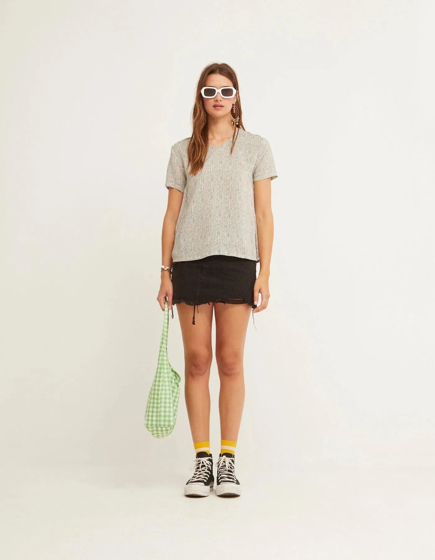 Camiseta Easy Manga Corta Rayure noir - ECRU