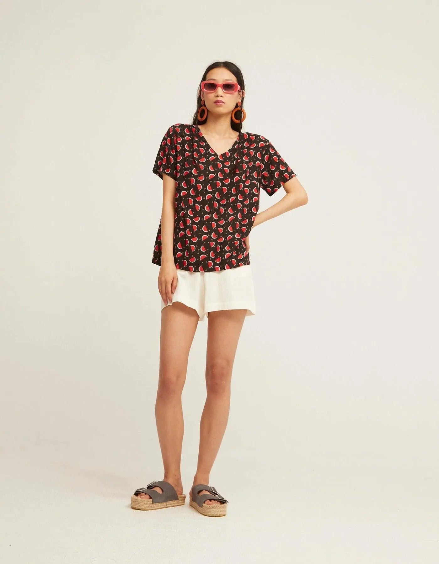 Camiseta Easy Manga Corta Sandia noir - ECRU