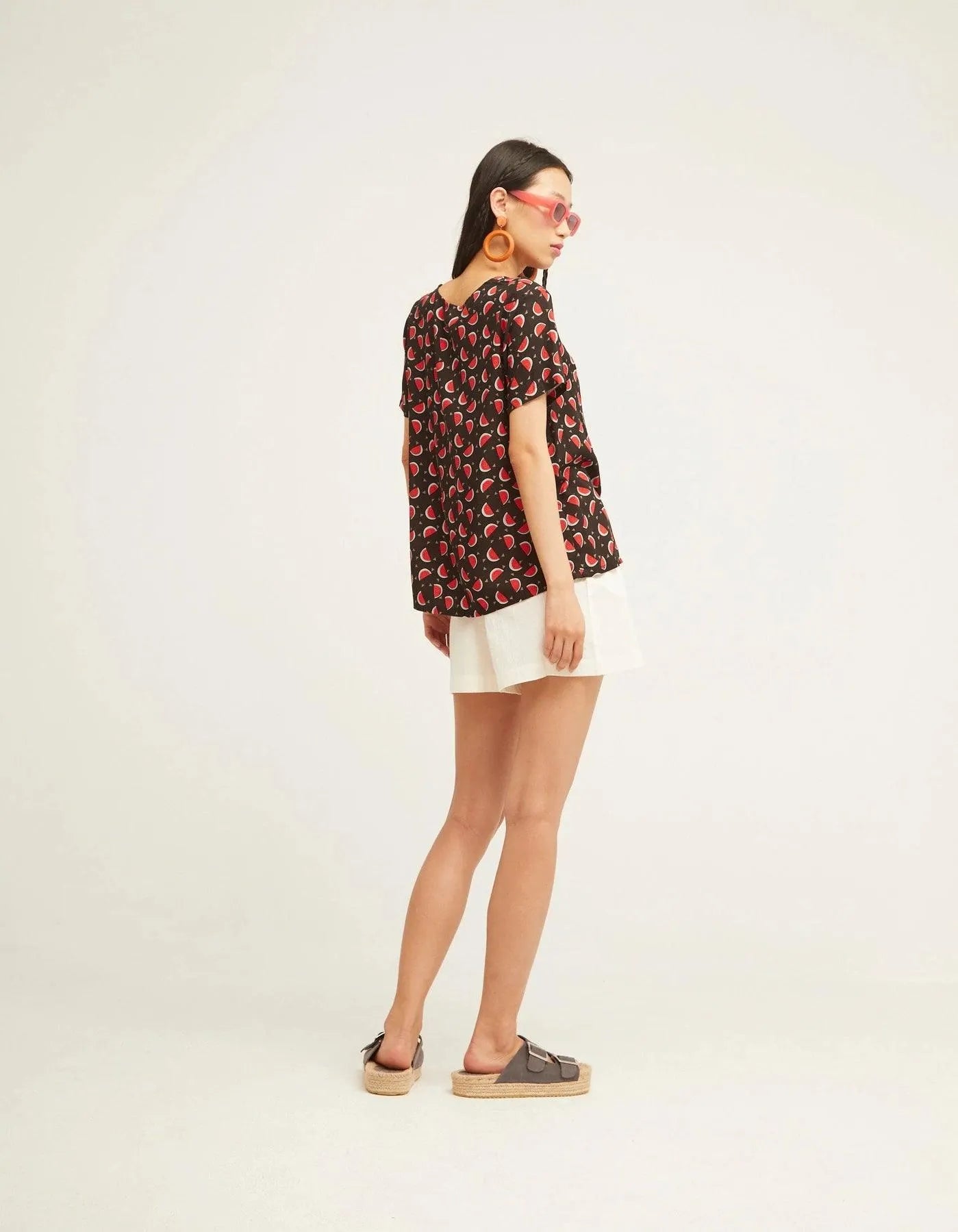 Camiseta Easy Manga Corta Sandia noir - ECRU