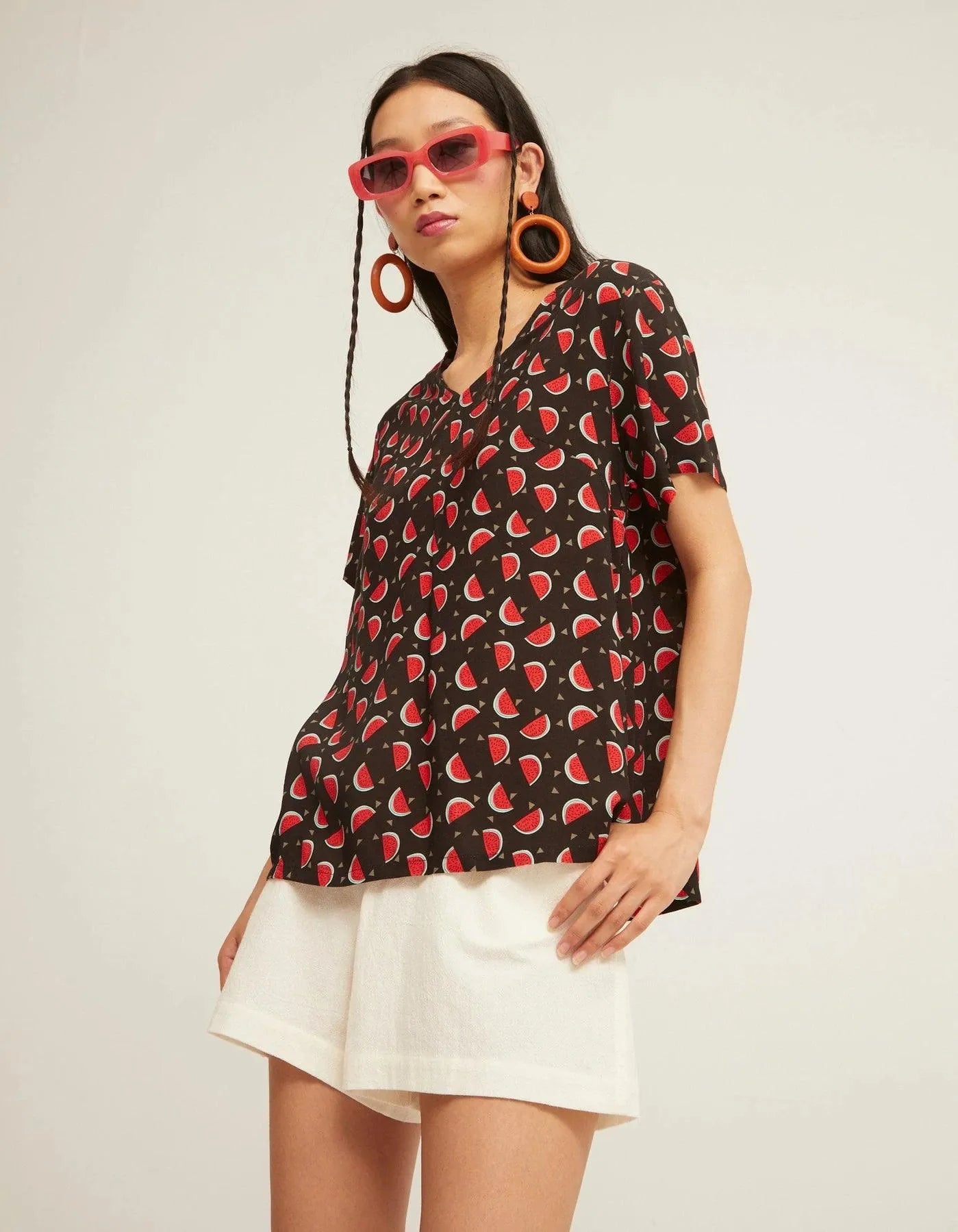 Camiseta Easy Manga Corta Sandia noir - ECRU