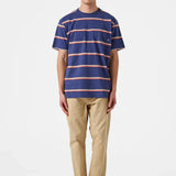 Camiseta Edmmond de Hombre Manga Corta a Rayas Gavin Plain Navy - ECRU