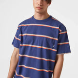 Camiseta Edmmond de Hombre Manga Corta a Rayas Gavin Plain Navy - ECRU