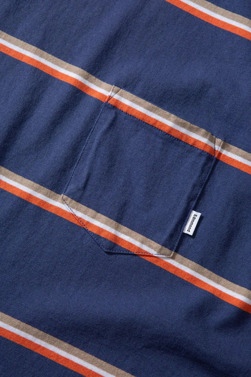 Camiseta Edmmond de Hombre Manga Corta a Rayas Gavin Plain Navy - ECRU