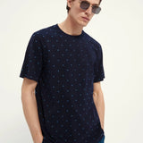 Camiseta estampada de cuello redondo en jersey de algodón - ECRU