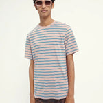 Camiseta estampada de cuello redondo en jersey de algodón - ECRU